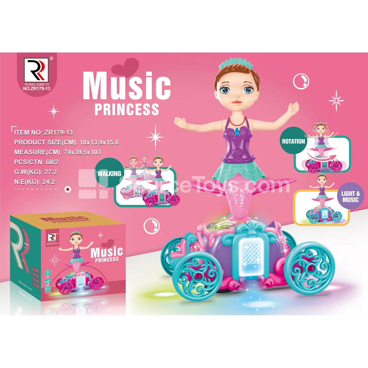 Electric Music Pumpkin Carriage Mermaid Princess Doll Electric Music Pumpkin Carriage Mermaid Princess Doll