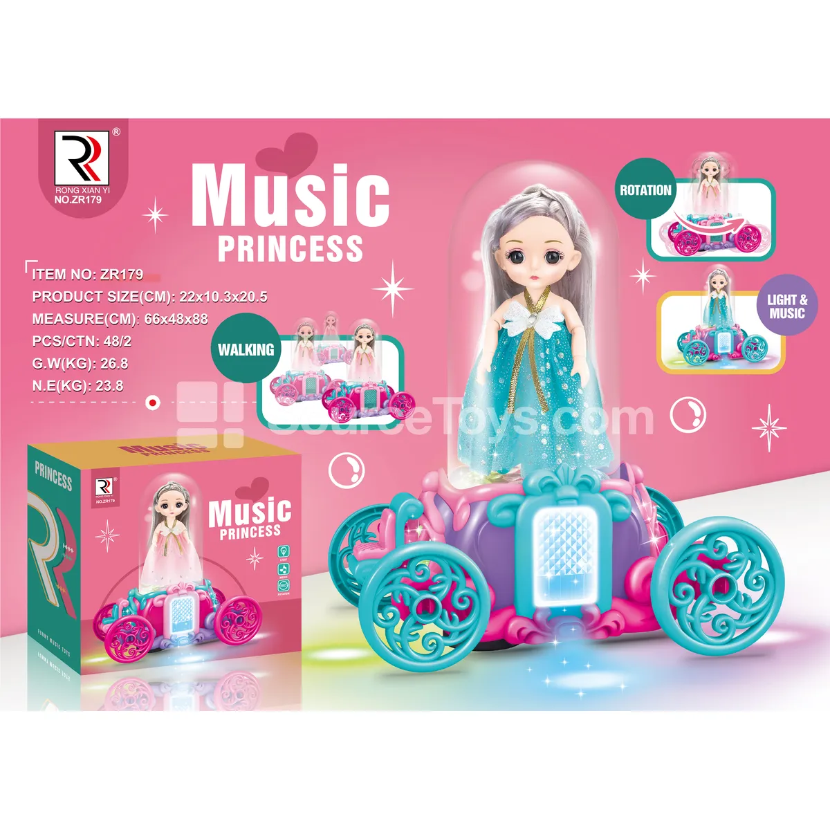 6-inch Electric Music Pumpkin Carriage Crystal Princess Doll 6-inch Electric Music Pumpkin Carriage Crystal Princess Doll