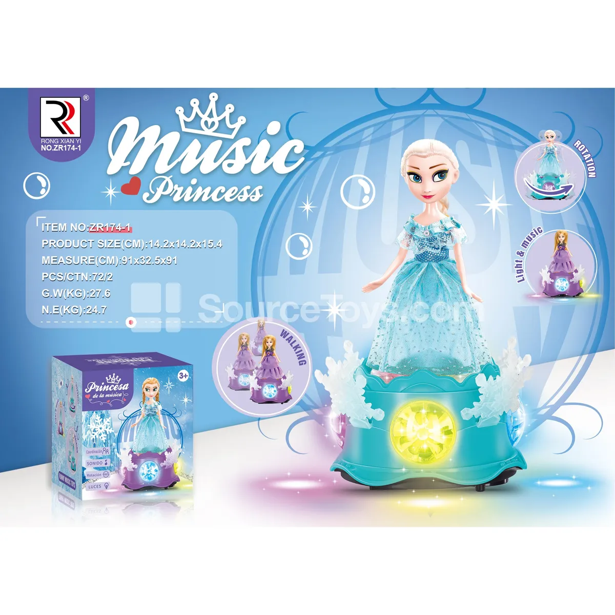 Electric Reversible Light & Music Snowflake Princess Doll Electric Reversible Light & Music Snowflake Princess Doll