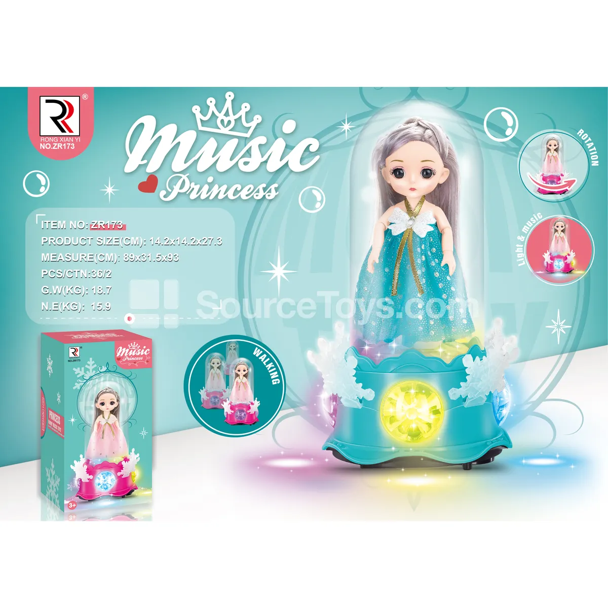 6-Inch Crystal Princess Doll with Electric Light and Music 6-Inch Crystal Princess Doll with Electric Light and Music