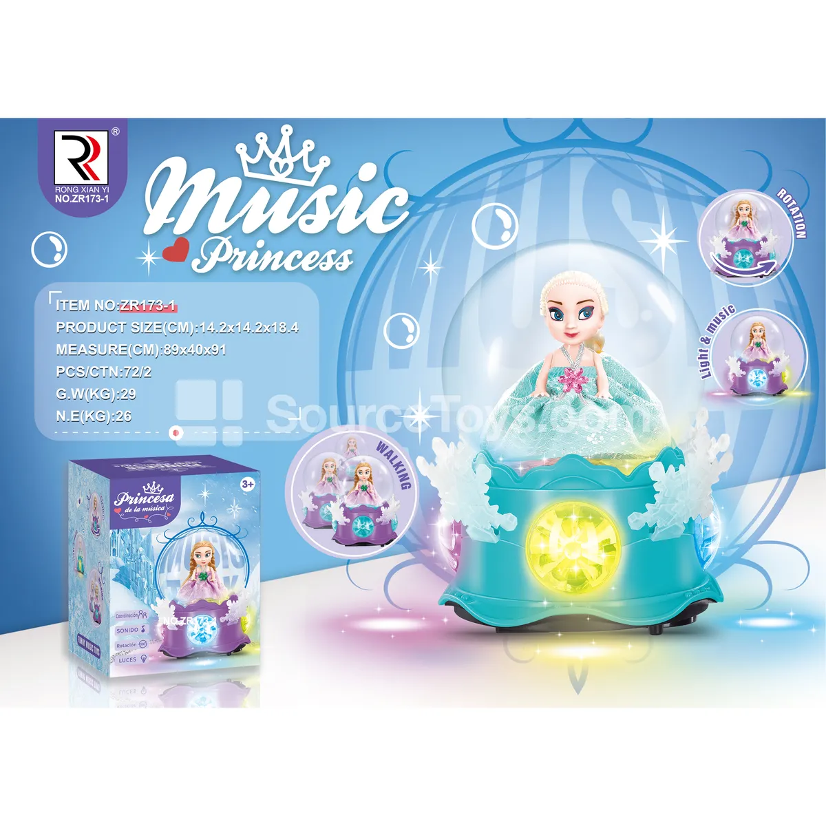 Electric Multi-Direction Light Snowflake Music 3.5-inch Snow Princess Doll Electric Multi-Direction Light Snowflake Music 3.5-inch Snow Princess Doll