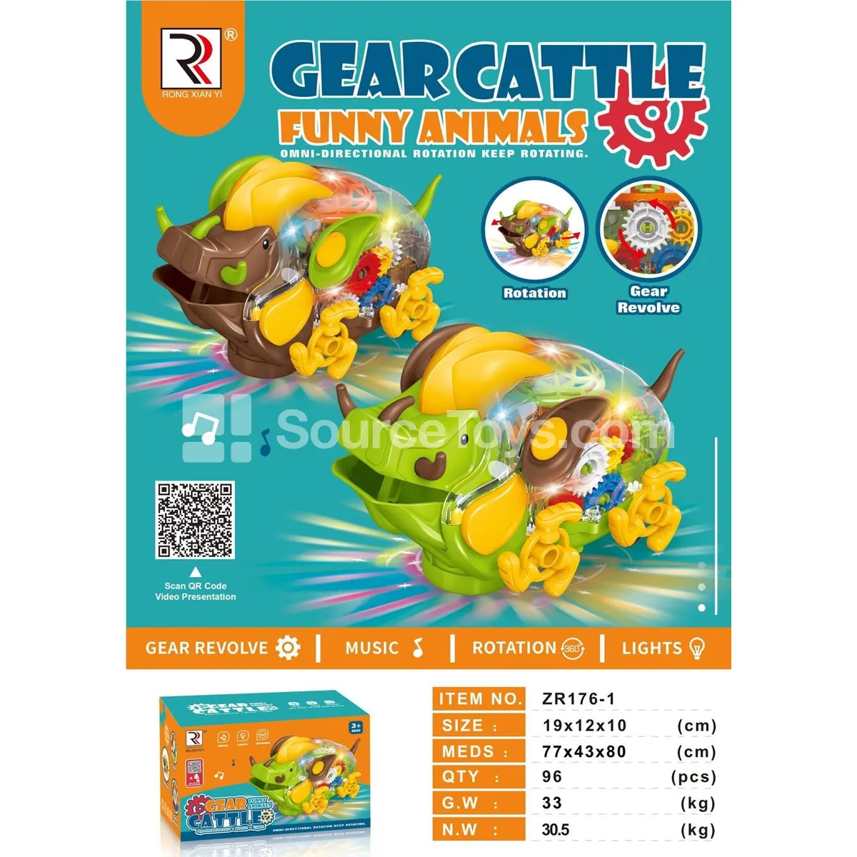 Multi-directional Light & Music Gear Cow