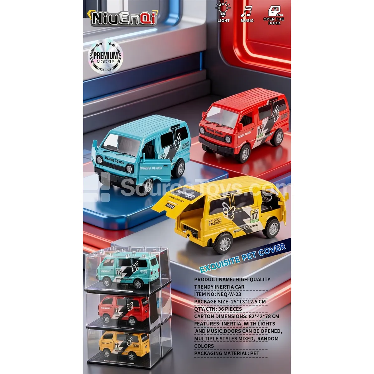 1:24 Van Truck with Light, Music, Opening Doors, Inertia Car & Acrylic Display Cover 1:24 Van Truck with Light, Music, Opening Doors, Inertia Car & Acrylic Display Cover