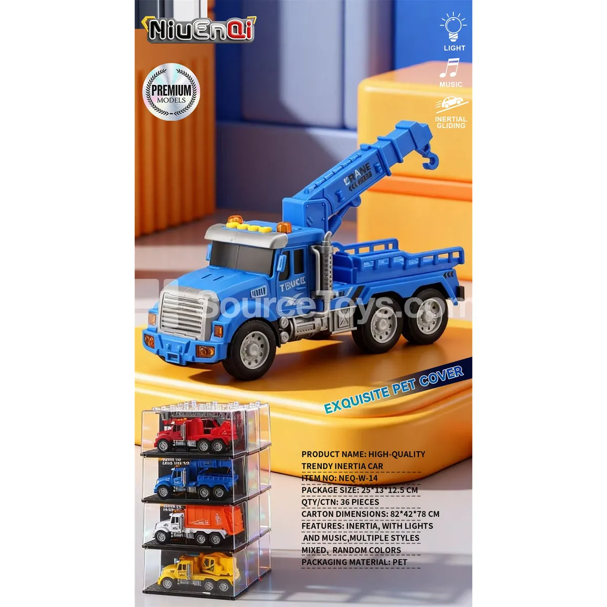 1:24 Engineering Truck Trailer with Lights Music Opening Doors Inertia Car Acrylic Display Case 1:24 Engineering Truck Trailer with Lights Music Opening Doors Inertia Car Acrylic Display Case
