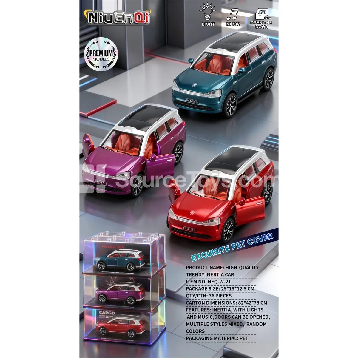 1:24 AITO M9 Light Music Opening Door Friction Car with Acrylic Display Cover