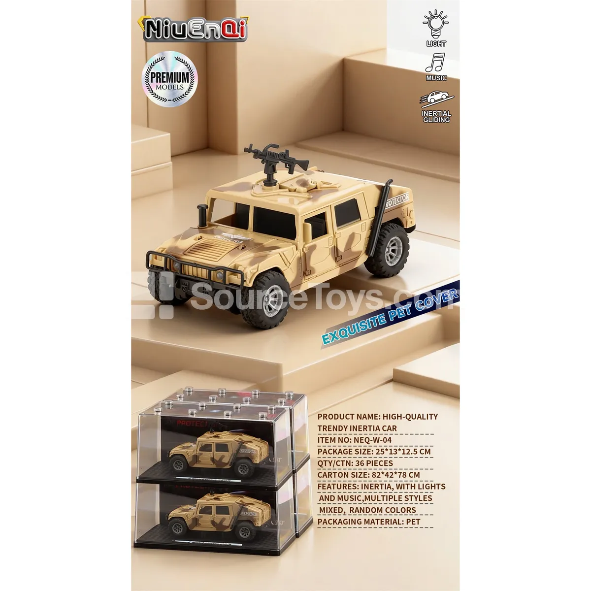 1:24 Hummer Car with Lights, Music, Opening Doors, Inertia, Acrylic Display Cover 1:24 Hummer Car with Lights, Music, Opening Doors, Inertia, Acrylic Display Cover