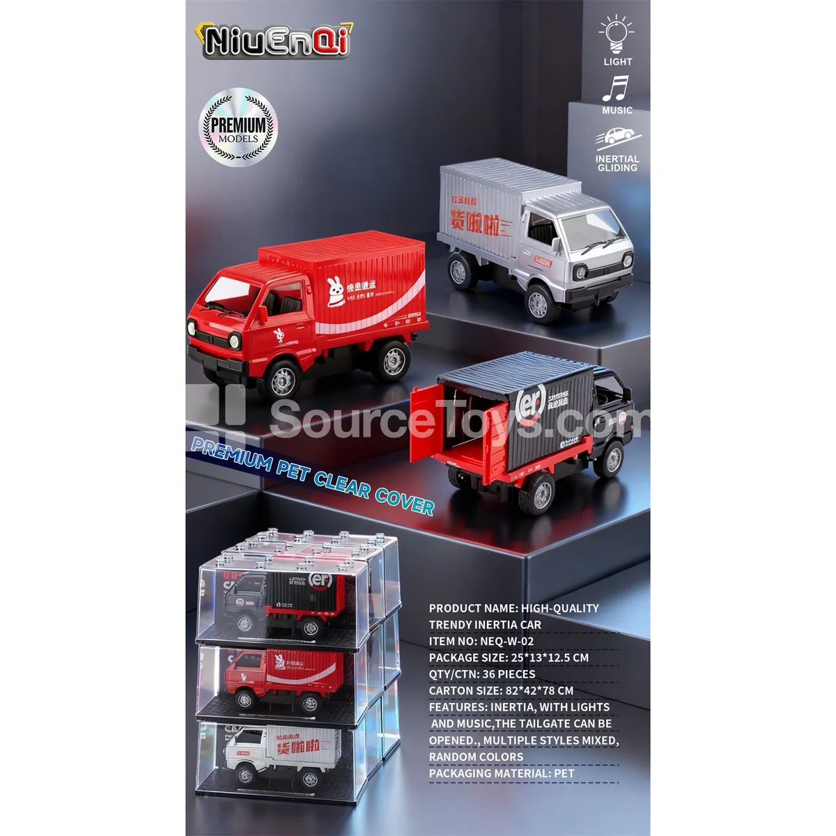 1:24 Scale Cargo Truck with Lights, Music, Opening Doors & Inertia 1:24 Scale Cargo Truck with Lights, Music, Opening Doors & Inertia
