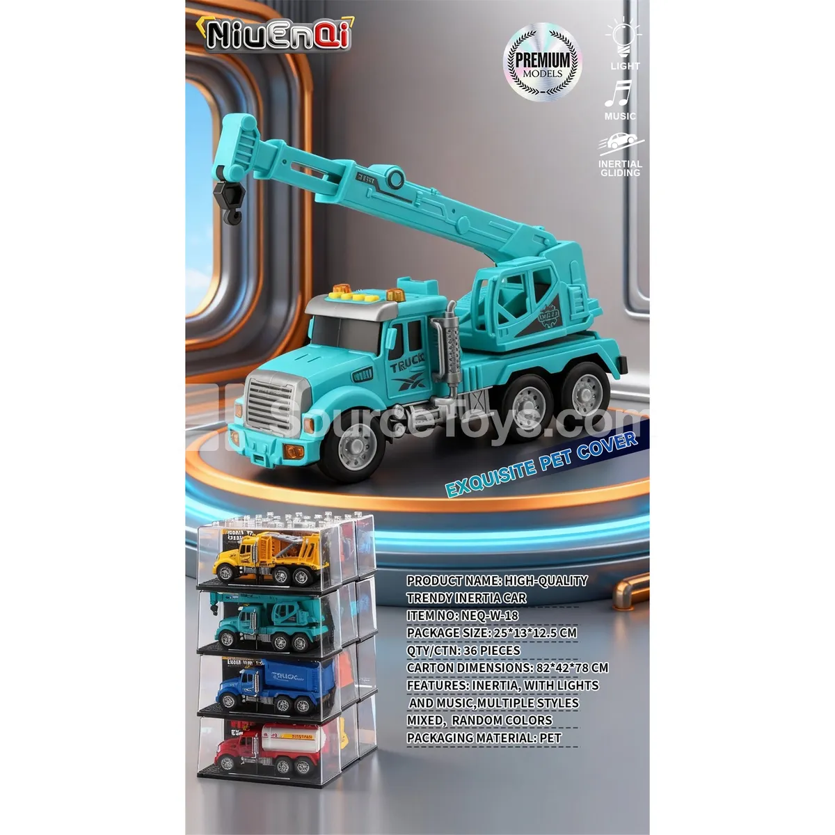 1:24 Construction Crane Toy with Lights, Music, Opening Doors, Inertia, Acrylic Display Cover 1:24 Construction Crane Toy with Lights, Music, Opening Doors, Inertia, Acrylic Display Cover