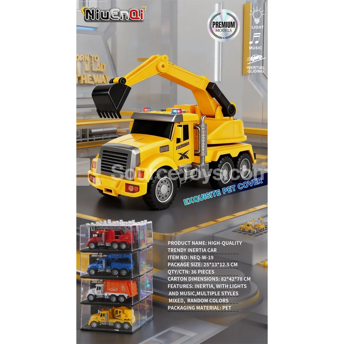 1:24 Engineering Vehicle Excavator with Light, Music, Opening Door, Inertia, Acrylic Display Cover 1:24 Engineering Vehicle Excavator with Light, Music, Opening Door, Inertia, Acrylic Display Cover