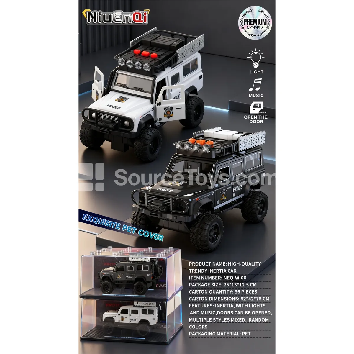 1:24 SUV with Lights, Music, Opening Doors, Inertia, Acrylic Display Case 1:24 SUV with Lights, Music, Opening Doors, Inertia, Acrylic Display Case