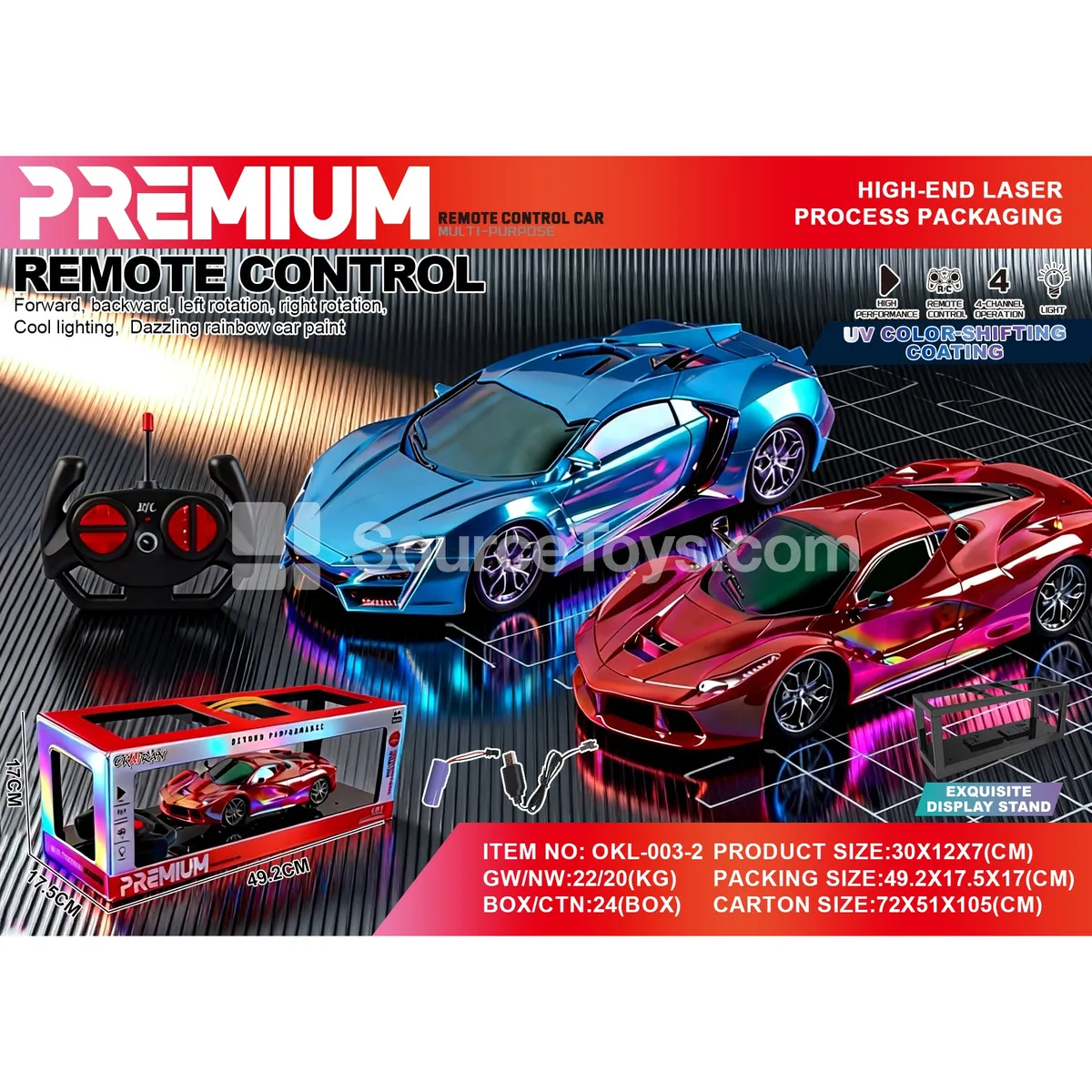 1:14 Remote Control Racing Car with UV Colorful Chrome Finish and Silver Card Packaging 1:14 Remote Control Racing Car with UV Colorful Chrome Finish and Silver Card Packaging