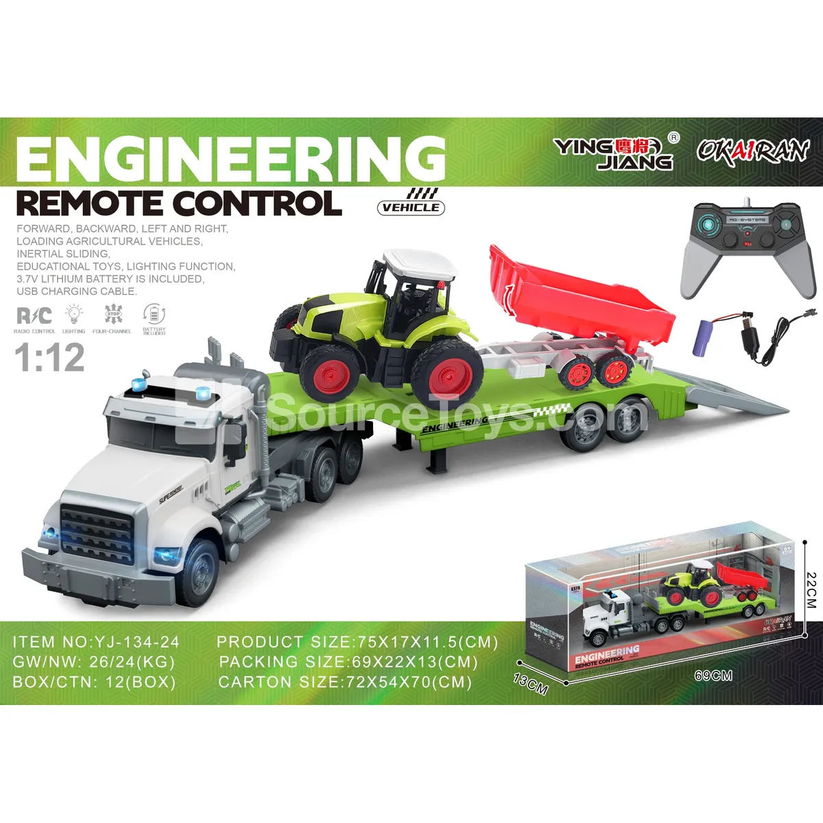 1:12 Multifunctional 4-Channel RC Carrier Truck with Tractor and Battery 1:12 Multifunctional 4-Channel RC Carrier Truck with Tractor and Battery