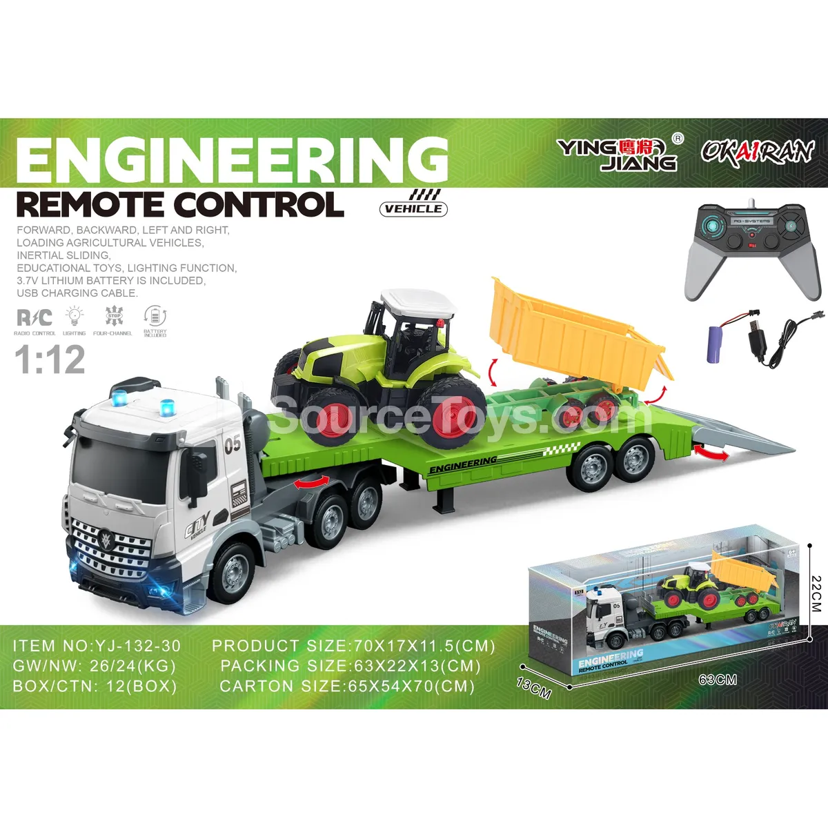 1:12 Multi-Function 4-Channel RC Carrier Truck with Farm Trailer, Battery Included 1:12 Multi-Function 4-Channel RC Carrier Truck with Farm Trailer, Battery Included