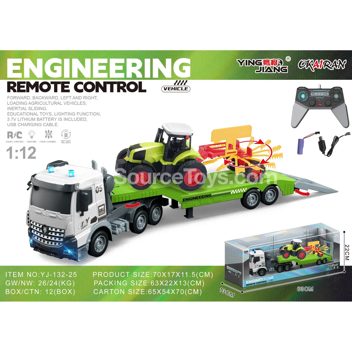 1:12 Multifunctional 4-Channel RC Truck with Farm Trailer, Battery Included 1:12 Multifunctional 4-Channel RC Truck with Farm Trailer, Battery Included