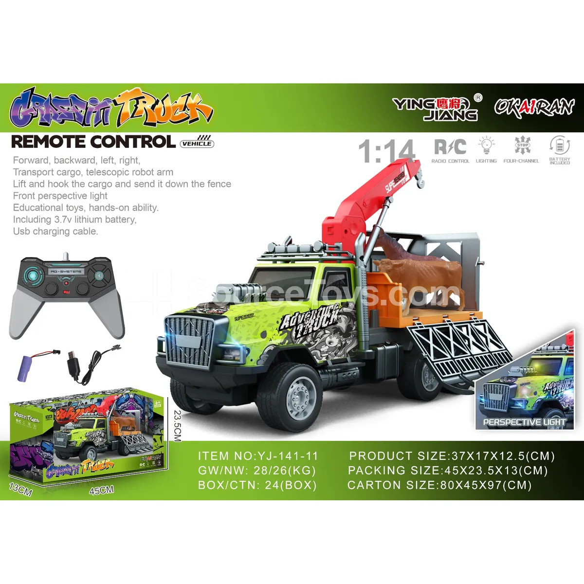 1:14 4-Channel Multi-Function Remote Control Graffiti Engineering Vehicle with Lights 1:14 4-Channel Multi-Function Remote Control Graffiti Engineering Vehicle with Lights