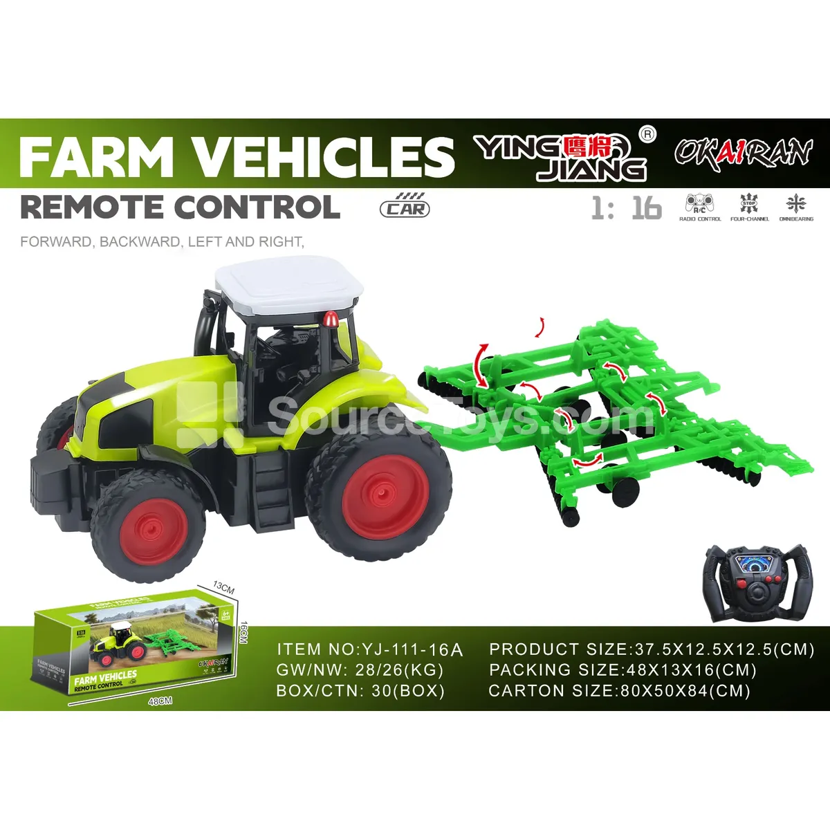 1:16 27MHz 4-Channel Farm Tractor (Battery Not Included)