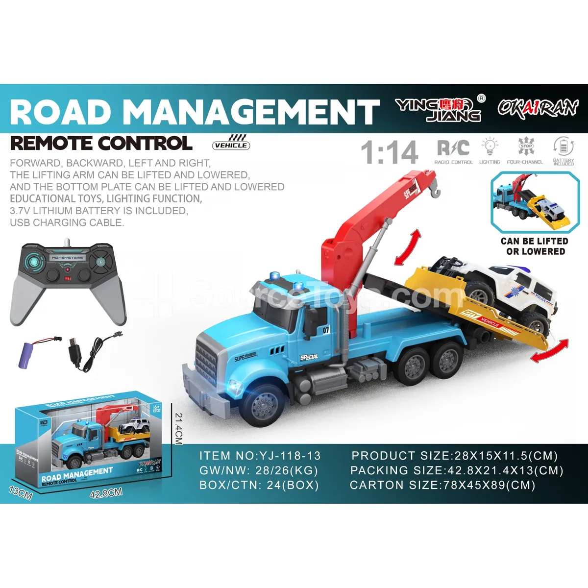 1:14 Multifunctional 4-Channel Remote Control Engineering Crane Truck with Battery 1:14 Multifunctional 4-Channel Remote Control Engineering Crane Truck with Battery