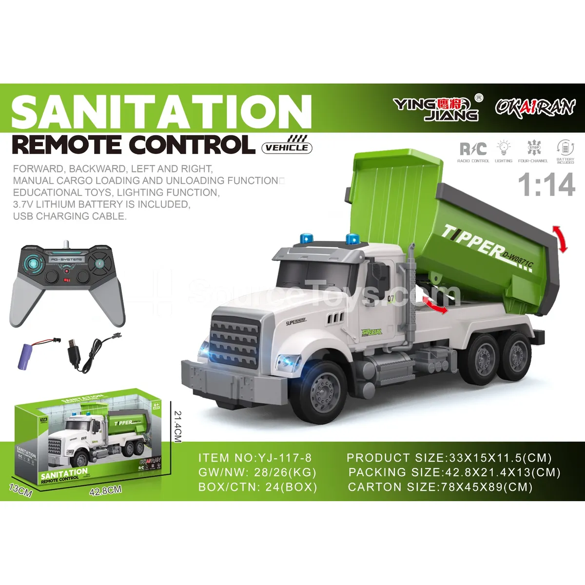 1:14 4-Channel Remote Control Engineering Sanitation Truck 1:14 4-Channel Remote Control Engineering Sanitation Truck