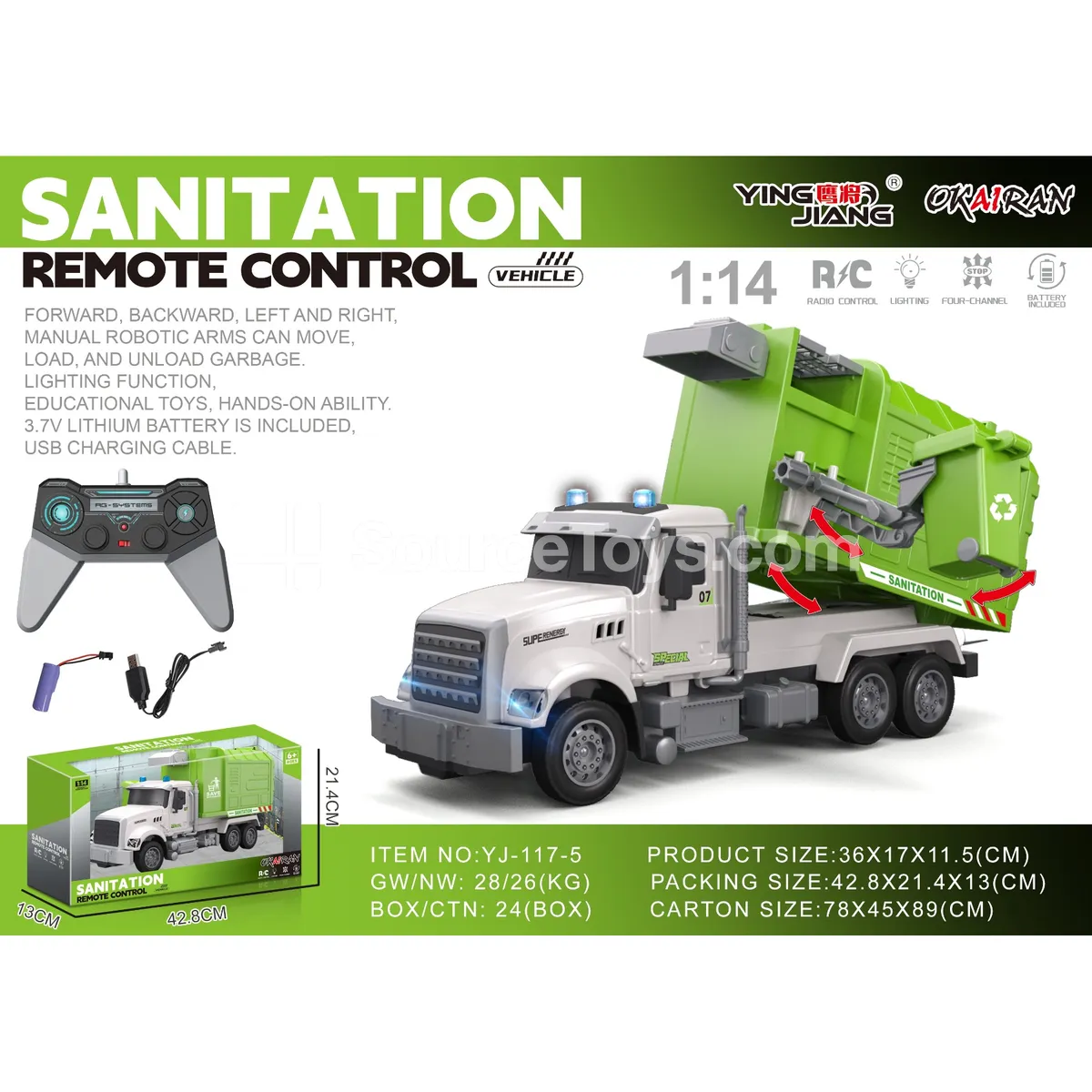 1:14 Multi-Function 4-Channel Remote Control Sanitation Truck 1:14 Multi-Function 4-Channel Remote Control Sanitation Truck