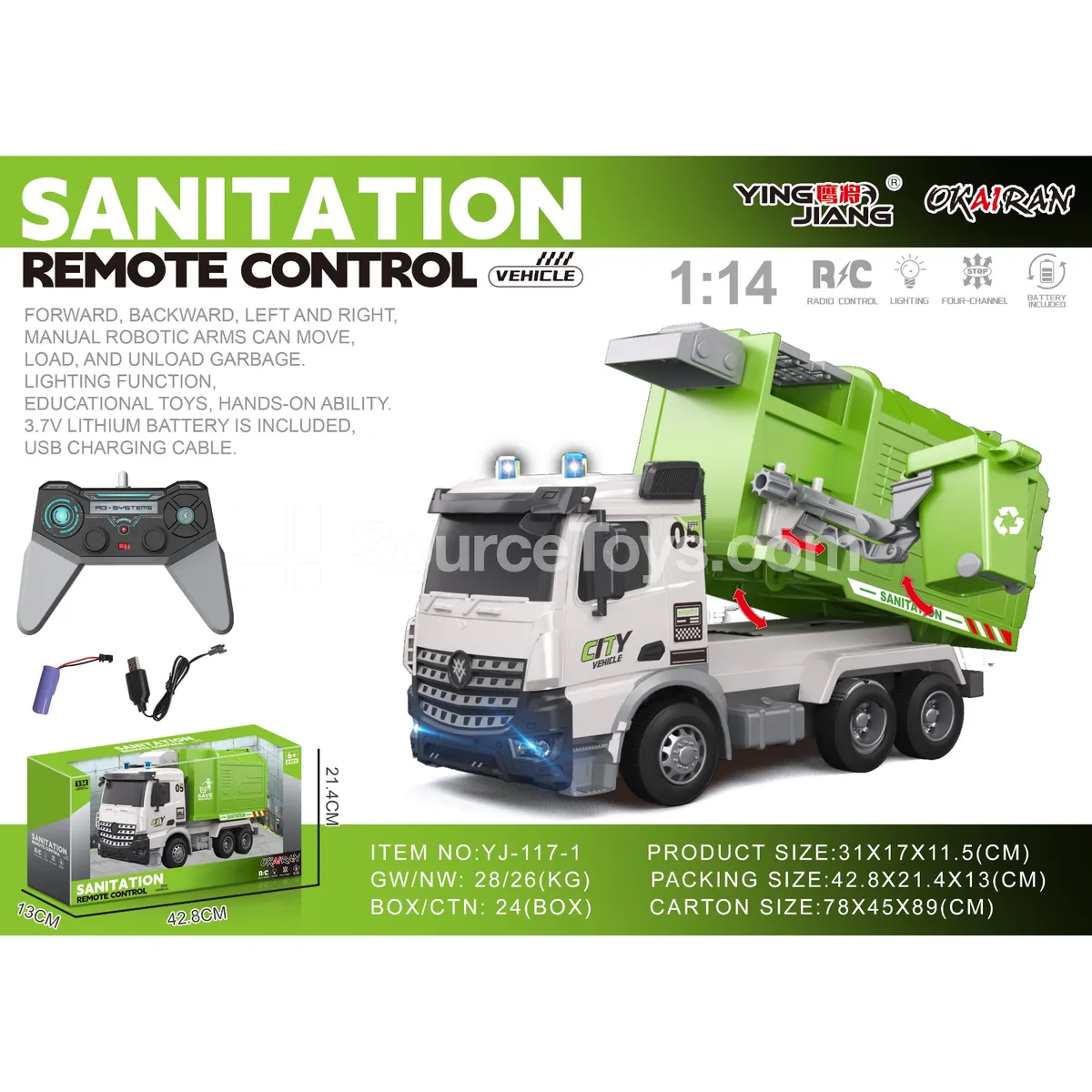 1:14 4-Channel Remote Control Construction Sanitation Truck 1:14 4-Channel Remote Control Construction Sanitation Truck