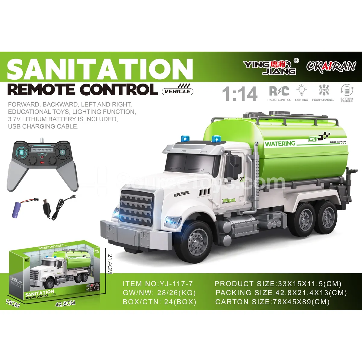 1:14 4-Channel RC Sanitation Truck with Battery