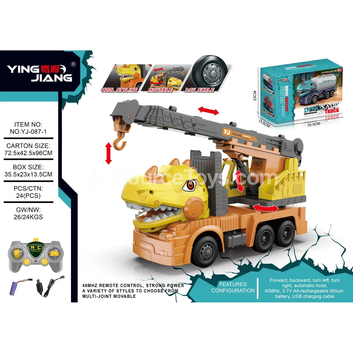 1:14 Remote Control Dinosaur Crane Truck 1:14 Remote Control Dinosaur Crane Truck