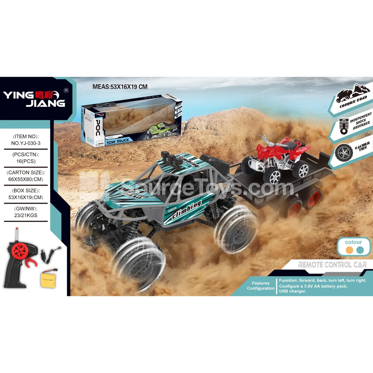 1:18 Alloy 4WD Remote Control Climbing Car with Trailer, 27MHz, Battery Included, Window Box 1:18 Alloy 4WD Remote Control Climbing Car with Trailer, 27MHz, Battery Included, Window Box