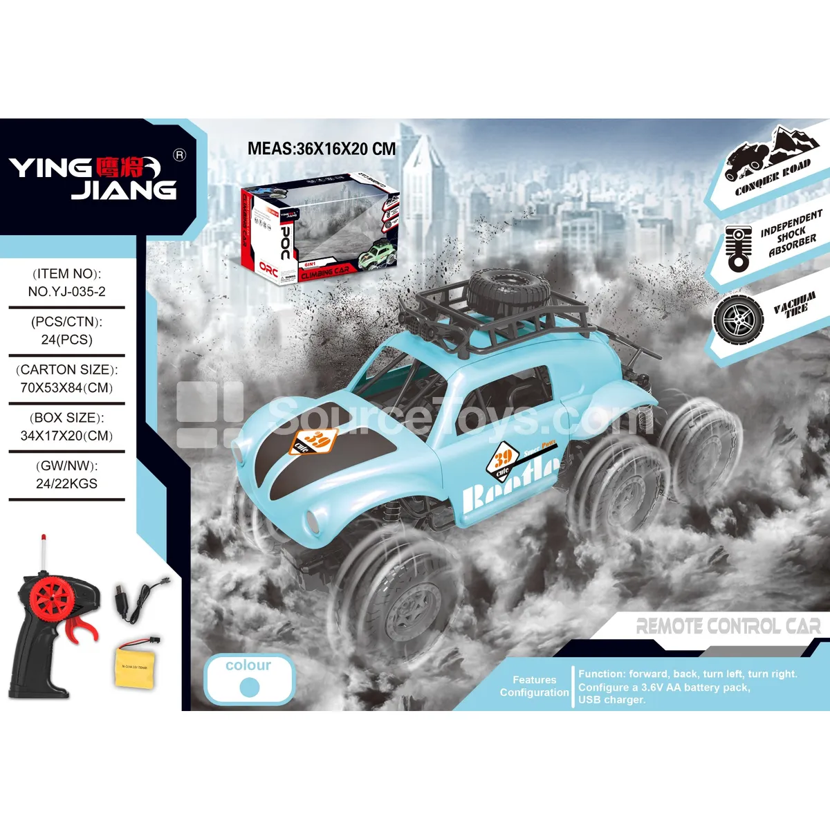 1:18 4-Channel 6-Wheel Remote Control Climbing Car 27MHz with Battery 1:18 4-Channel 6-Wheel Remote Control Climbing Car 27MHz with Battery