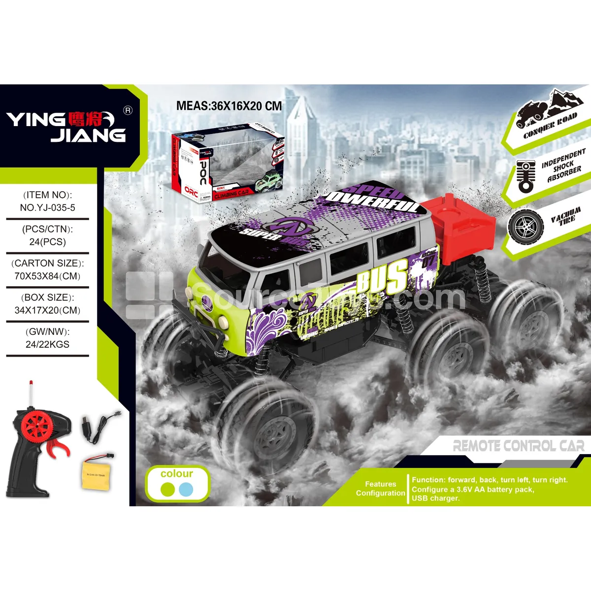 1:18 4-Channel 6-Wheel Remote Control Climbing Car with Opening Doors 27MHz Battery Included Window Box 1:18 4-Channel 6-Wheel Remote Control Climbing Car with Opening Doors 27MHz Battery Included Window Box