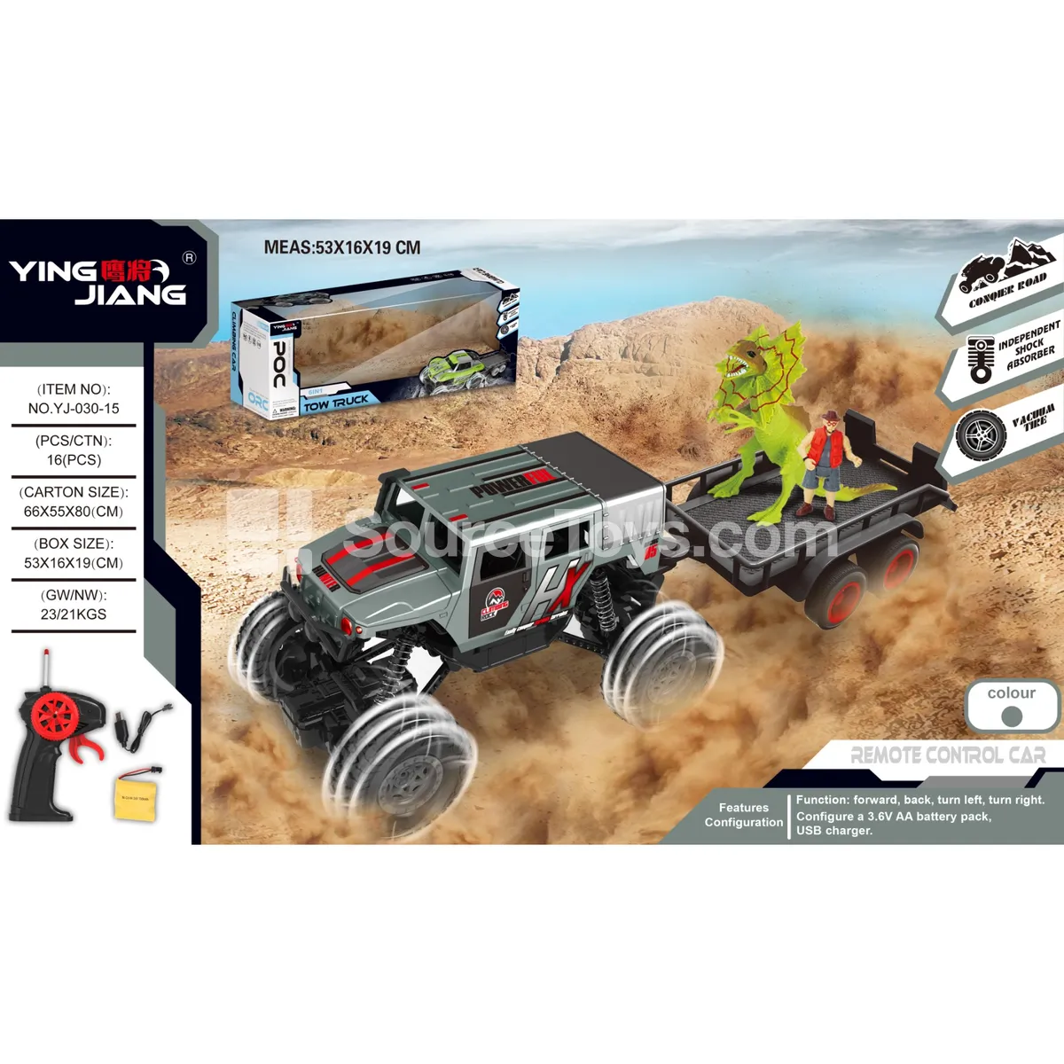 1:18 4-Channel Remote Control Climbing Car with Opening Doors and Trailer, 27MHz, Battery Included, Window Box 1:18 4-Channel Remote Control Climbing Car with Opening Doors and Trailer, 27MHz, Battery Included, Window Box