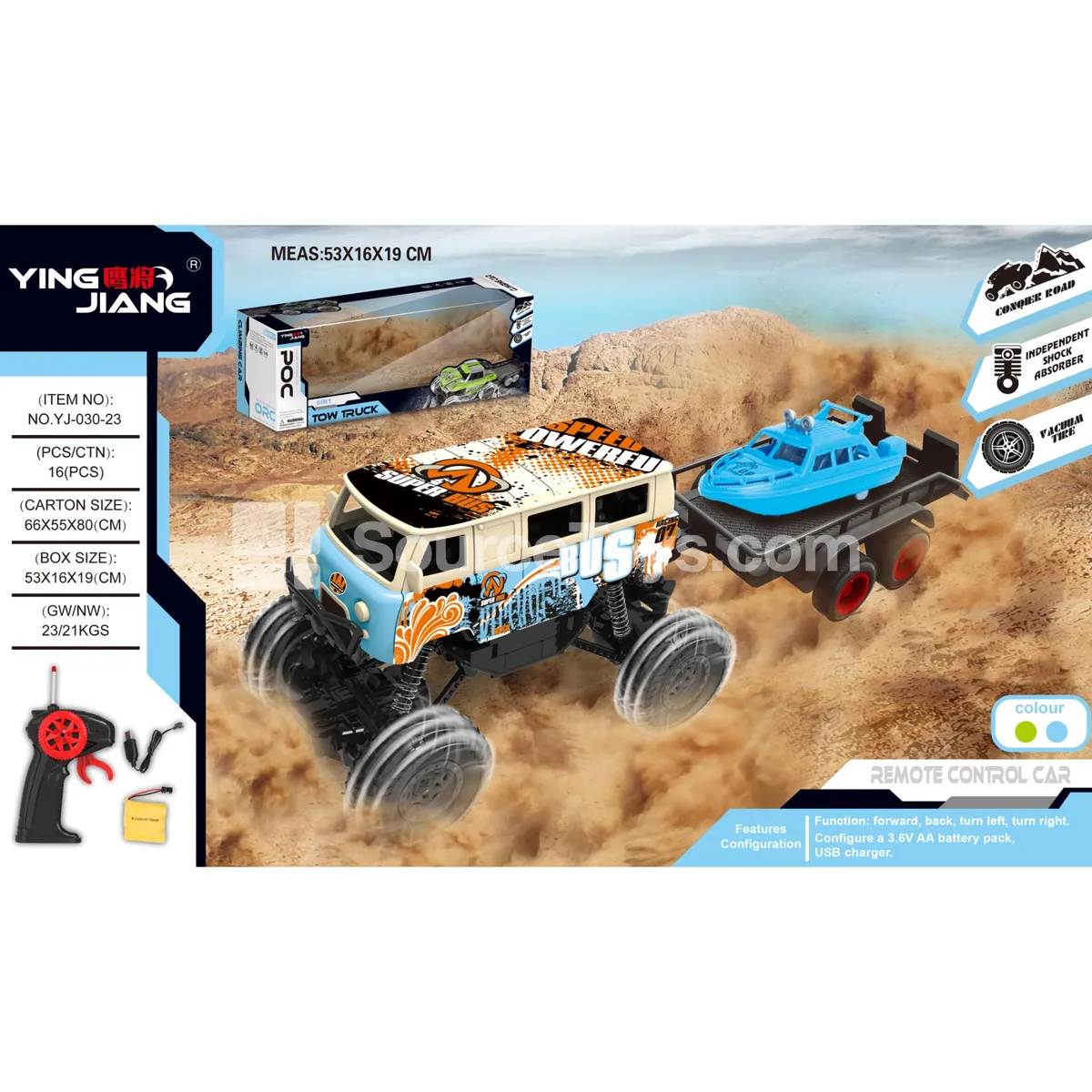 1:18 4-Channel RC Climbing Car with Opening Doors, Trailer, 27MHz, Battery Included, Window Box 1:18 4-Channel RC Climbing Car with Opening Doors, Trailer, 27MHz, Battery Included, Window Box
