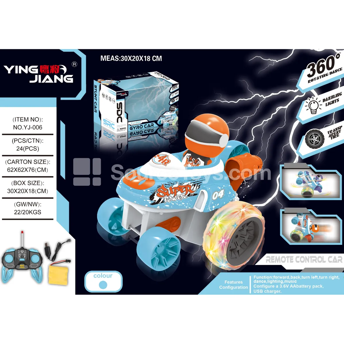 1:16 Racing Gyro Stunt Car 27MHz with Battery Window Box 1:16 Racing Gyro Stunt Car 27MHz with Battery Window Box