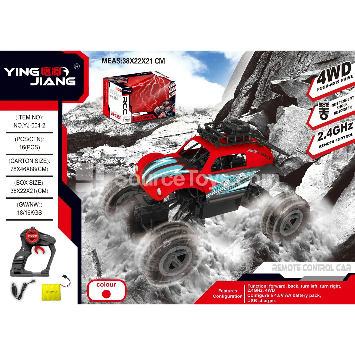 1:16 4WD Remote Control Climbing Car 27MHz with Battery Window Box
