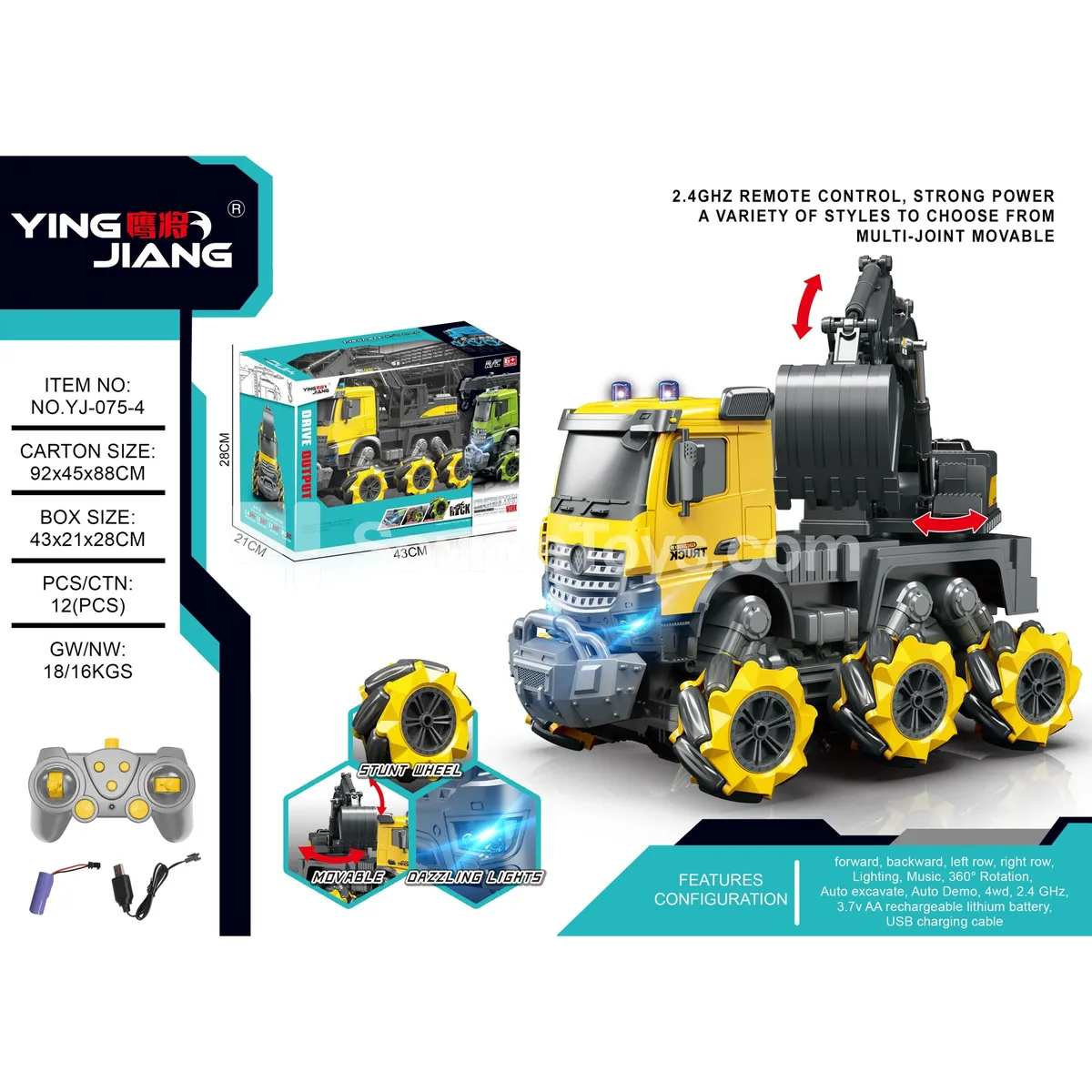 1:14 9-Function Multi-Side Crawler Excavator RC Engineering Vehicle with Battery 1:14 9-Function Multi-Side Crawler Excavator RC Engineering Vehicle with Battery