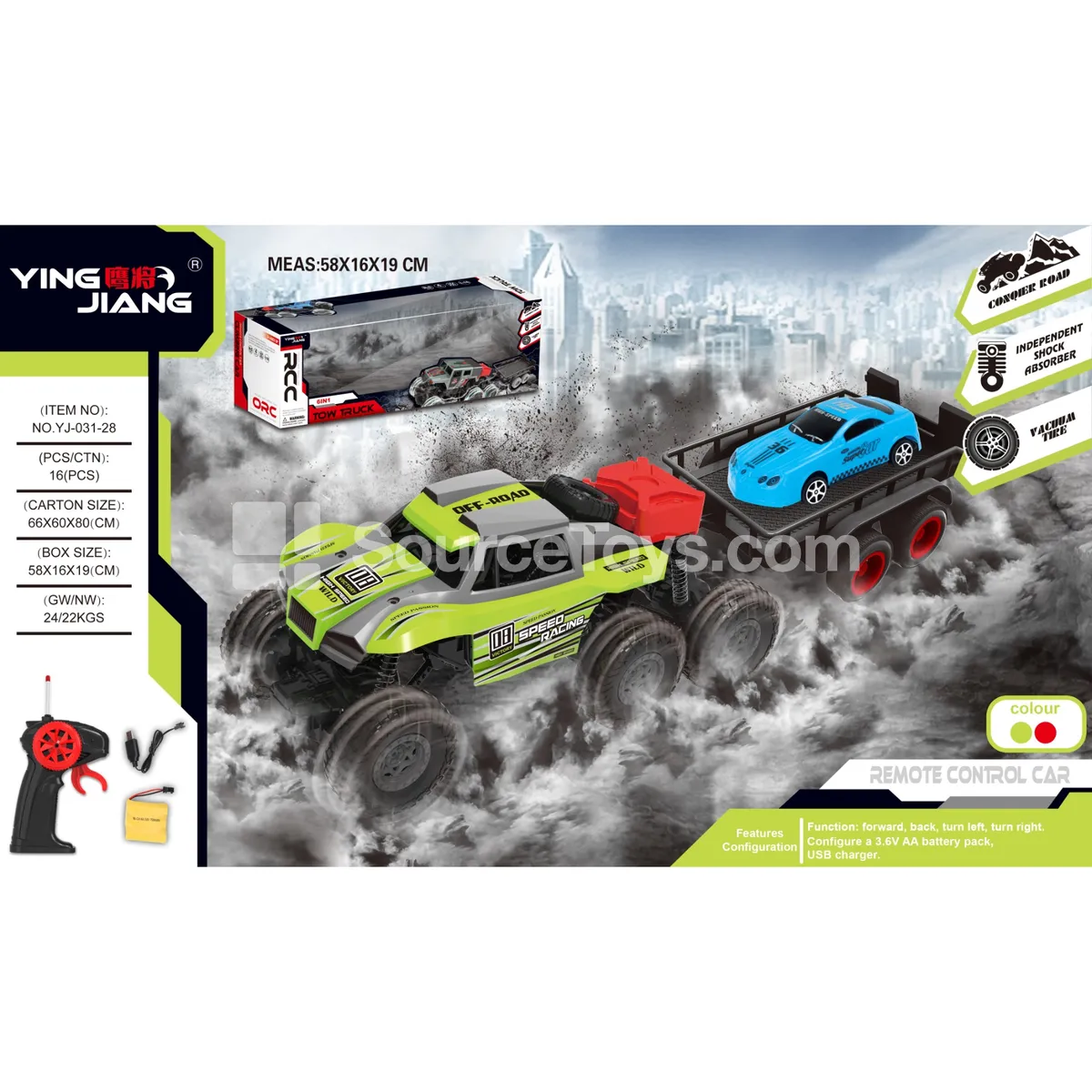 1:18 4-Channel 6-Wheel Remote Control Climbing Car with Trailer 27MHz Battery Included Window Box 1:18 4-Channel 6-Wheel Remote Control Climbing Car with Trailer 27MHz Battery Included Window Box