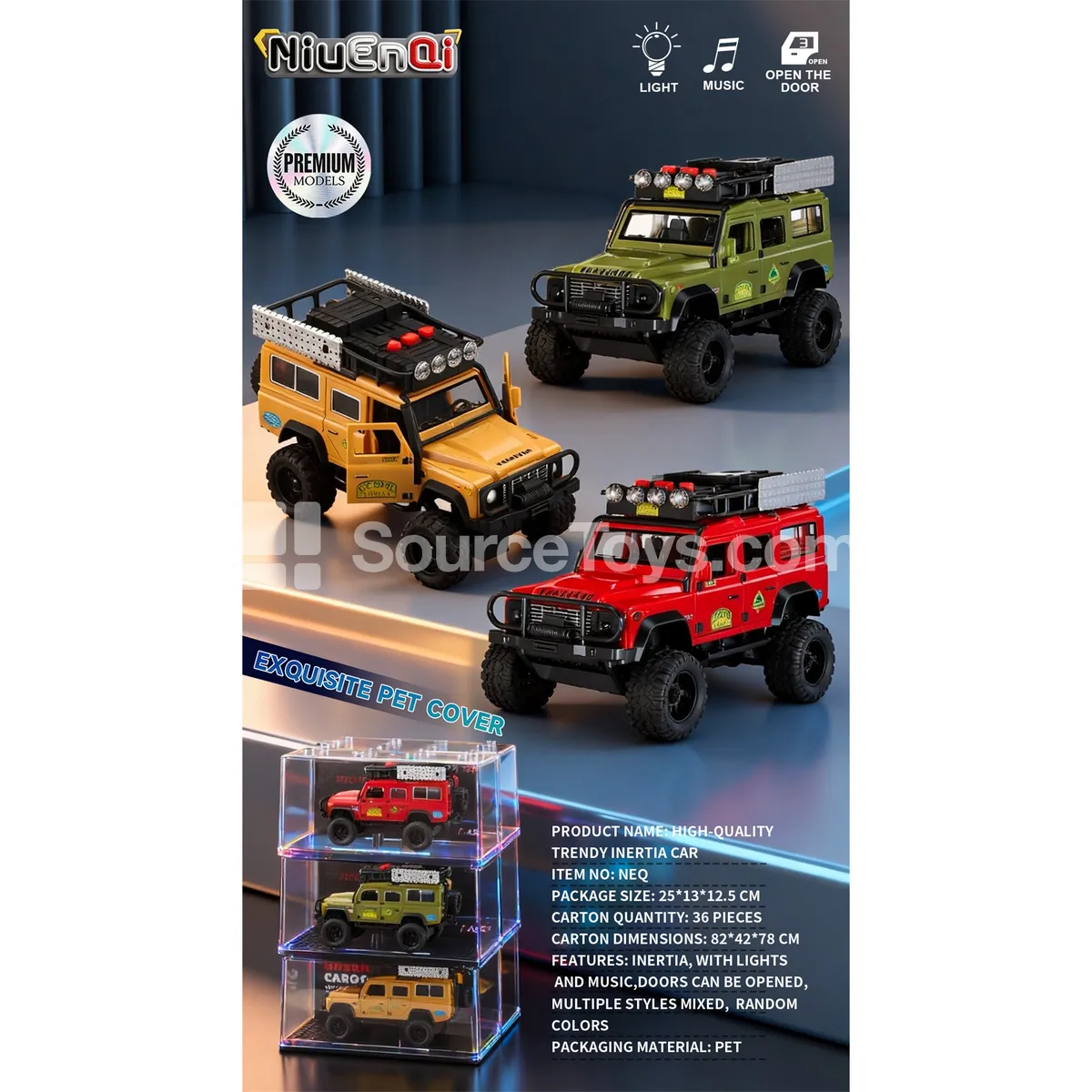1:24 Scale Inertia Car with Lights, Music, Opening Doors, Acrylic Display Case 1:24 Scale Inertia Car with Lights, Music, Opening Doors, Acrylic Display Case