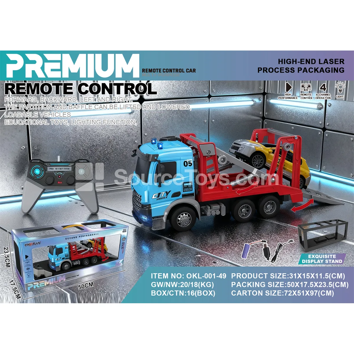 1:14 Remote Control City Transport Truck with Laser Silver Card Box