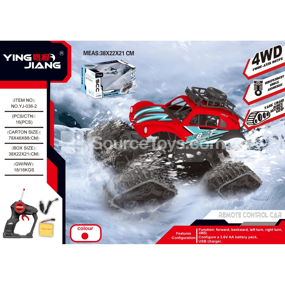 1:16 4WD Remote Control Beetle Climbing Car with Snow Wheels, 27MHz, Battery Included, Window Box 1:16 4WD Remote Control Beetle Climbing Car with Snow Wheels, 27MHz, Battery Included, Window Box