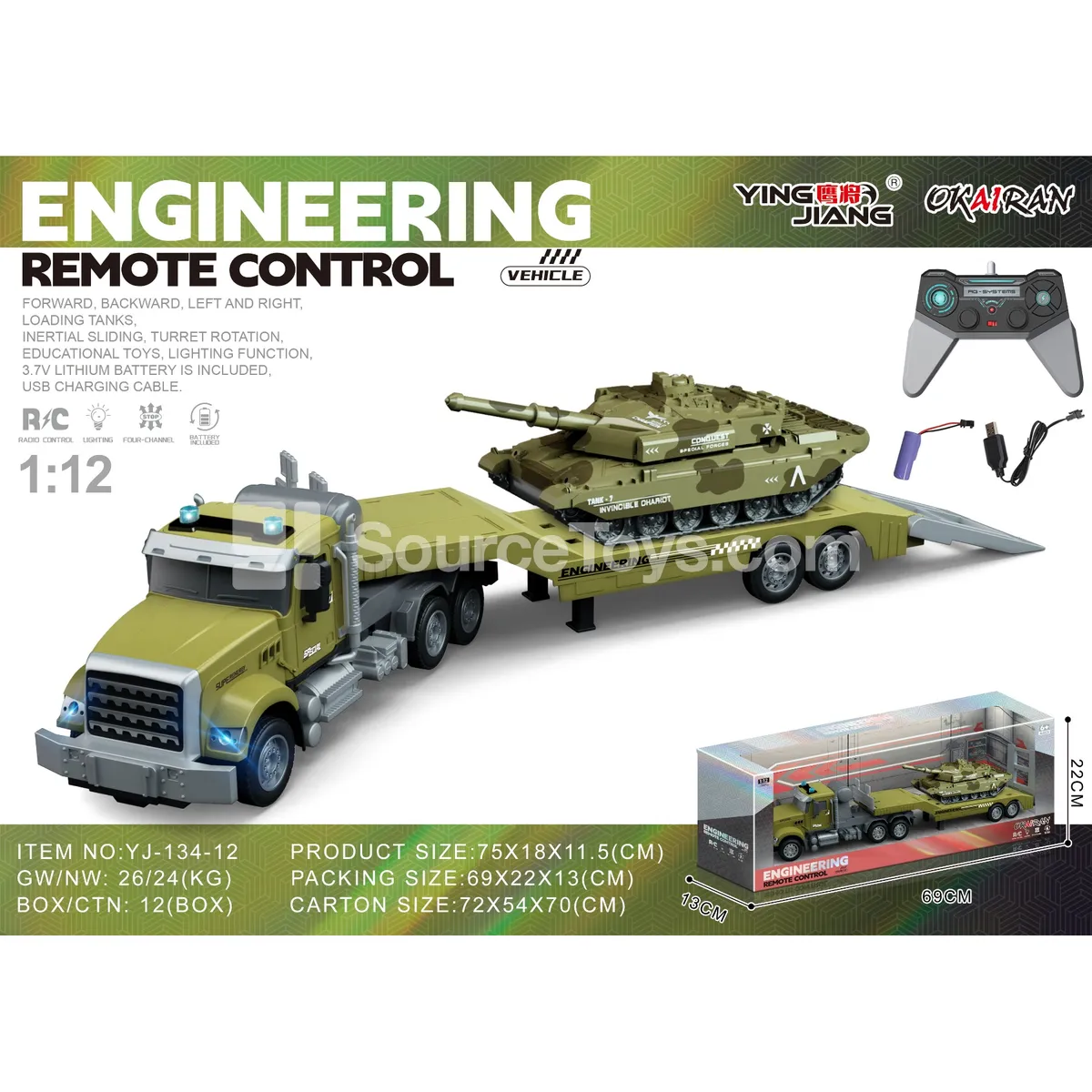 1:12 4-Channel RC Carrier Truck with Inertia Tank, Battery Included
