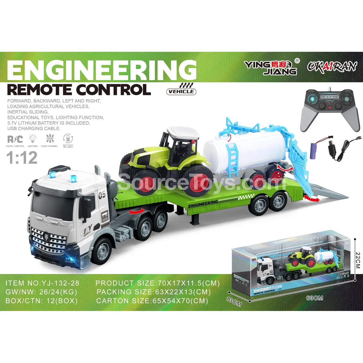 1:12 4-CH Remote Control Carrier Truck with Farm Vehicle (Battery Included)