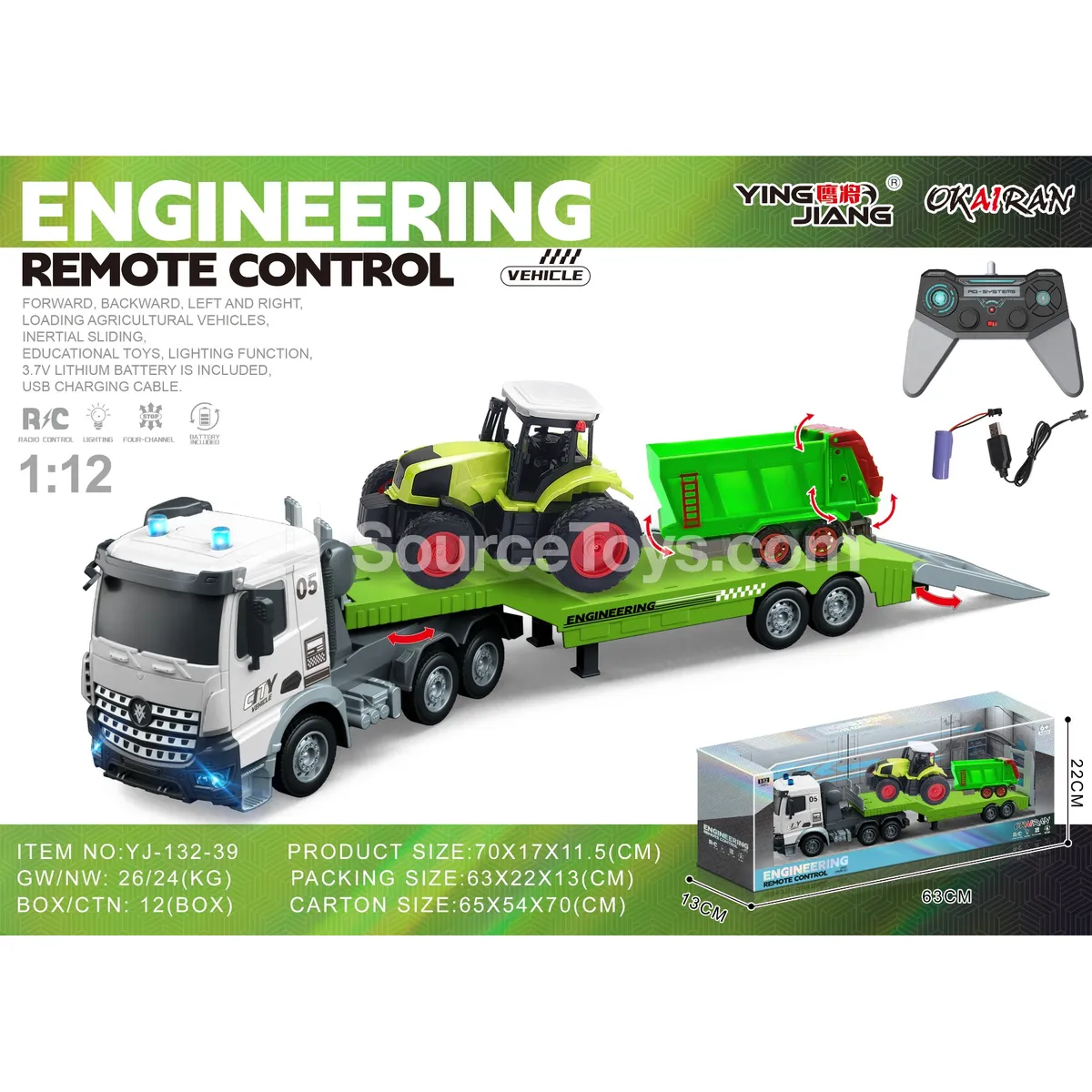 1:12 4CH RC Carrier Truck with Farm Vehicle, Battery Included