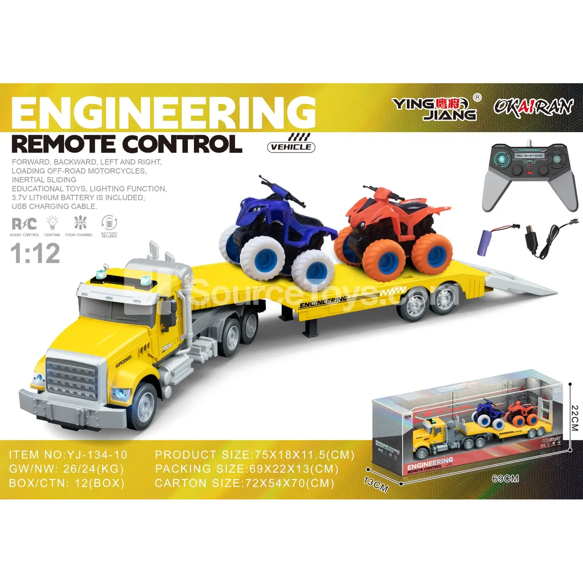 1:12 4-Channel RC Carrier Truck with Inertia Cars