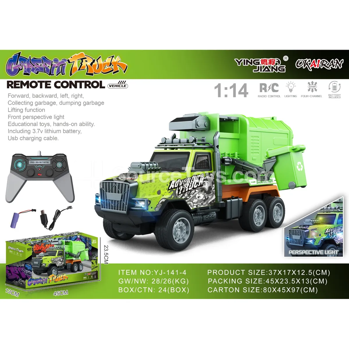 1:14 4-Channel RC Engineering Vehicle with Lights & Battery 1:14 4-Channel RC Engineering Vehicle with Lights & Battery