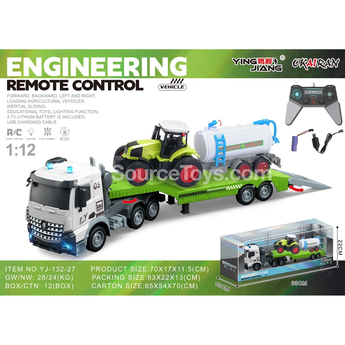 1:12 Multi-Function 4-Channel RC Carrier with Farm Vehicle, Battery Included 1:12 Multi-Function 4-Channel RC Carrier with Farm Vehicle, Battery Included
