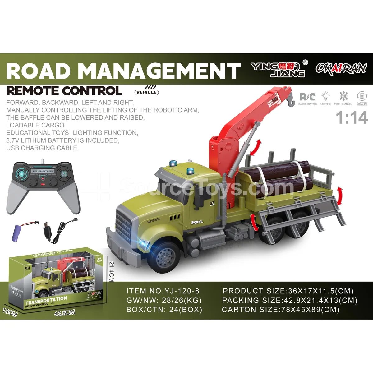 1:14 4-Channel RC Crane Truck with Lights, Battery Included 1:14 4-Channel RC Crane Truck with Lights, Battery Included