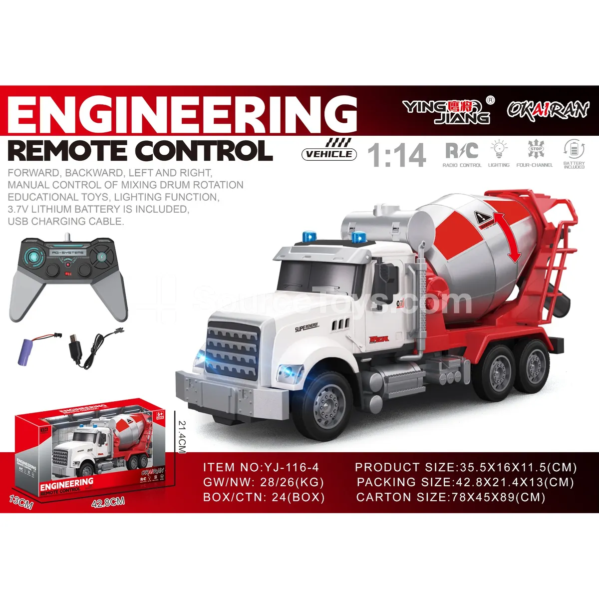 1:14 4-Channel RC Construction Mixer Truck