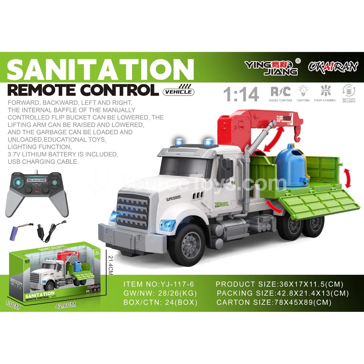 1:14 4-Channel Remote Control Engineering Crane Truck