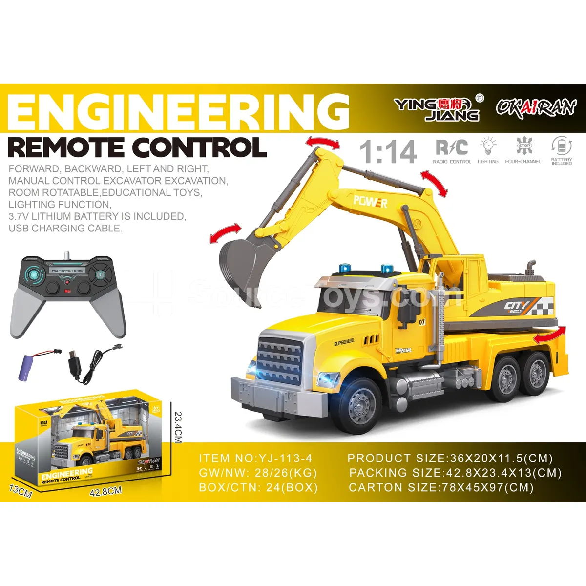 1:14 Multi-Function 4-Channel RC Engineering Excavator 1:14 Multi-Function 4-Channel RC Engineering Excavator