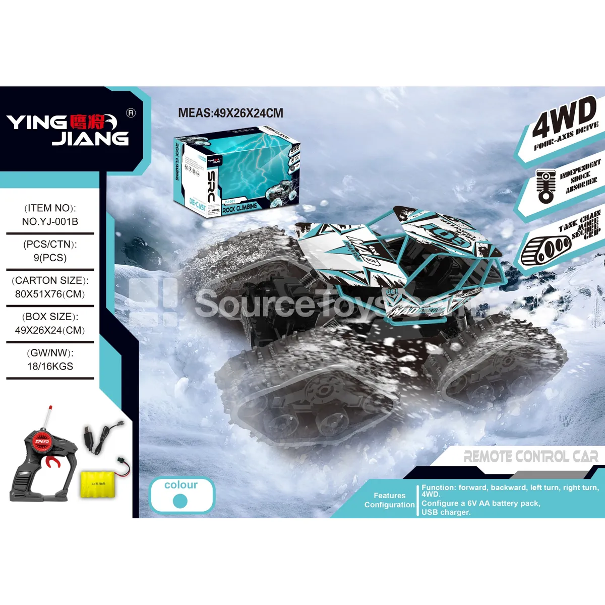 1:14 4WD Remote Control Climbing Car with Trailer & Snow Wheels 27MHz Battery Included Window Box 1:14 4WD Remote Control Climbing Car with Trailer & Snow Wheels 27MHz Battery Included Window Box