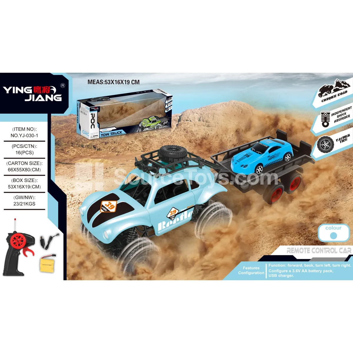 1:18 4-Channel RC Crawler with Trailer 27MHz Rechargeable Window Box 1:18 4-Channel RC Crawler with Trailer 27MHz Rechargeable Window Box
